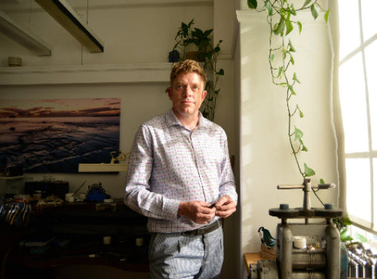 Jeweller Nicky Burles in his Sydney workshop