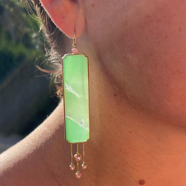 Chrysoprase and Pastel Pink Sapphire Earrings
