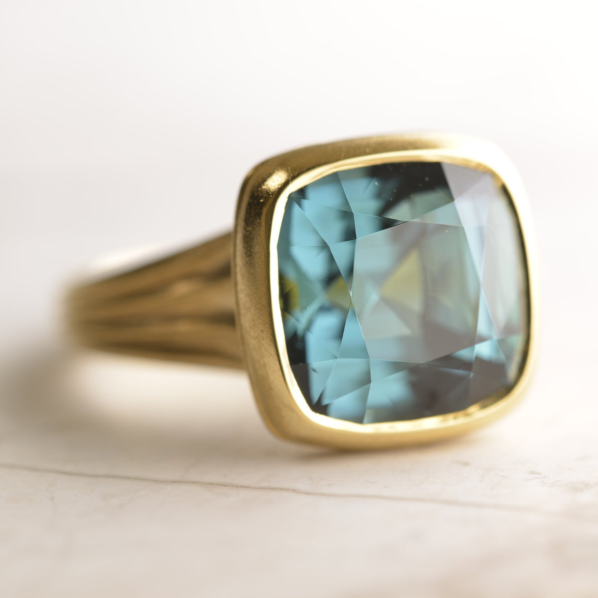 Custom ring featuring an Afghan Tourmaline. Handmade in 24 ct gold by Sydney Jewellery Nicky Burles.