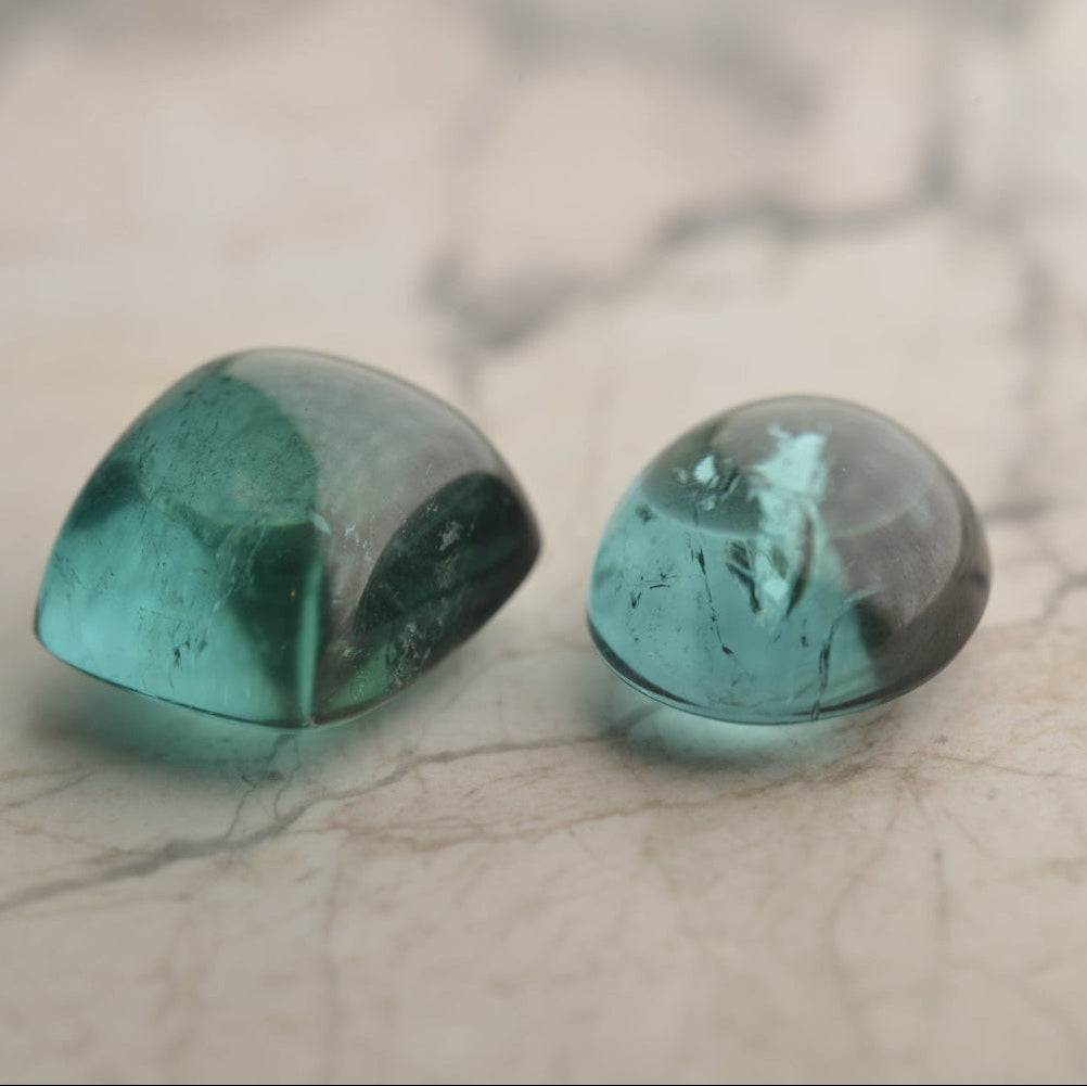 Pair of turquoise tourmalines for sale from the private collection of Sydney jeweller Nicky Burles