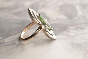 "Mantis" Tsavorite Garnet & Diamond Ring in Platinum & 18ct Rose Gold